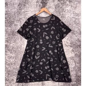 New Gudrun Sjoden Violin Tunic Top XL Womens Black & Gray Cotton Jersey